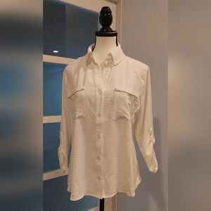 Elegant White Button-Down Shirt for Women